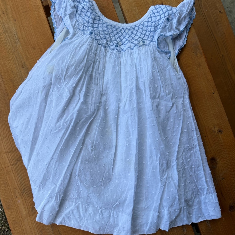 Smocked thread/ baby girl dress/ heirloom 12M